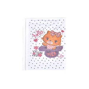 Mikro Desenli Ayraçli Not Defteri Çizgili - NT-201 - Hello Meow - Beyaz - A7 - 80yp