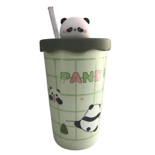 Seramik Bardak Pipetli Panda