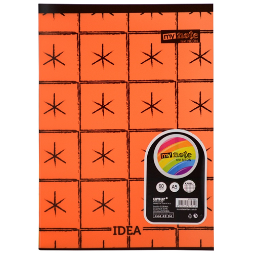 MYNOTE TEXT NEON DEFTER A5 60 YP KARELİ SPİRALSİZ MYN4102-KKARIŞIK 1 ADET