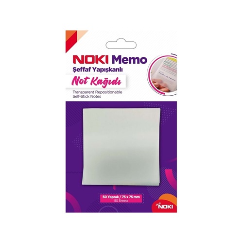 Noki Memo 75x75 Şeffaf Yapışkanlı Not Kağıdı 50yp