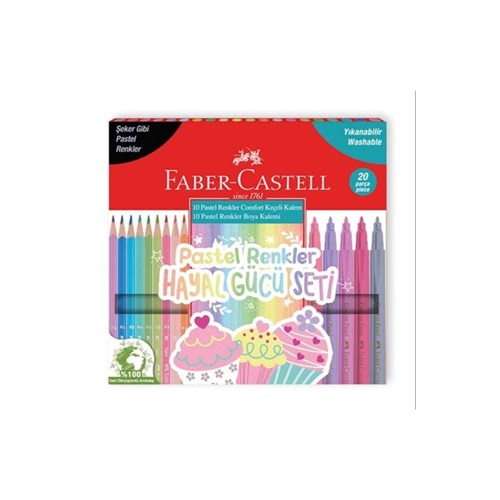 Faber Castell Pastel Renkler Hayal Gücü Seti 10 Pastel Renk Kuru Boya 10 Keçeli Kalem