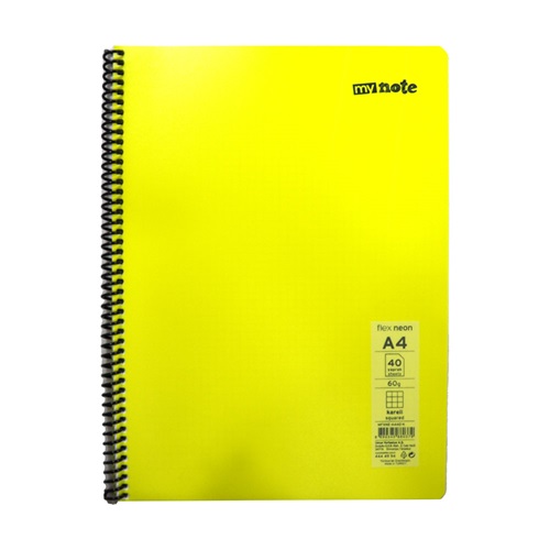 Mynote Flex Neon Defter A4 40 Yp Kareli - Sarı