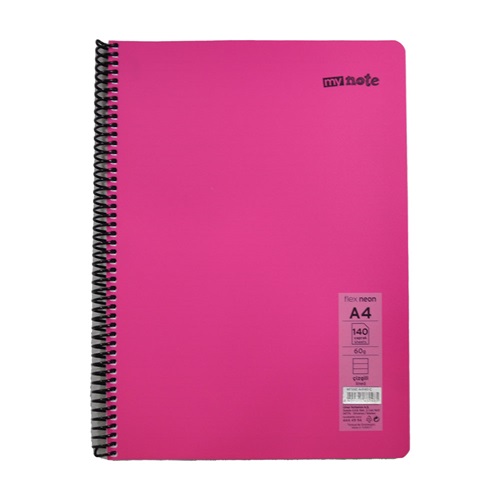 Mynote Flex Neon Defter A4 140 yp Çizgili - Pembe