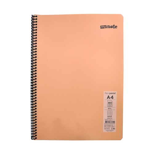 Mynote Flex Pastel Defter A4 80 Yp Kareli - Turuncu