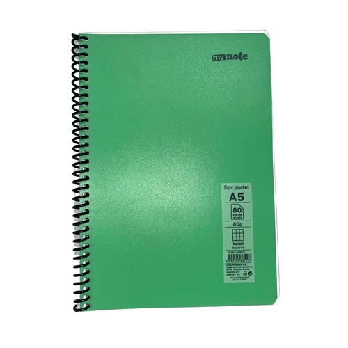 mynote FLEX PASTEL Defter A5 80 yp Kareli - Yeşil