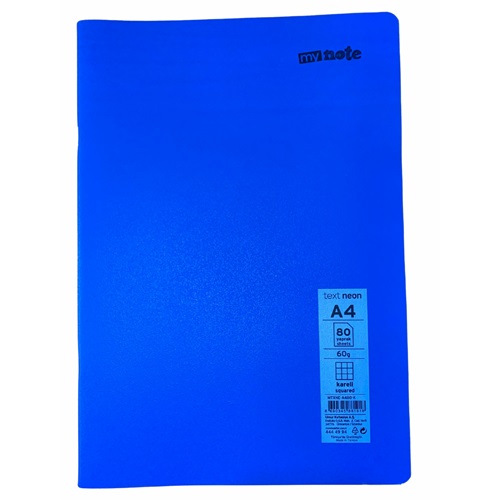 Mynote Text Neon Defter A4 80 Yp Kareli - Lacivert