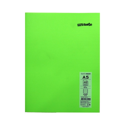 Mynote Text Neon Defter A5 40yp Çizgili - Yeşil