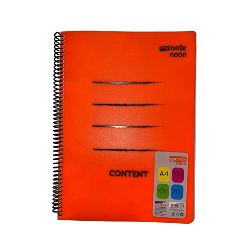 Mynote Neon Defter 160yp A4 Çizgili - Turuncu