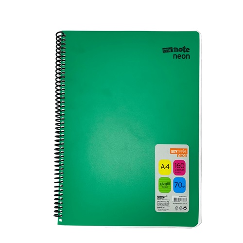 Mynote Neon Defter 160yp A4 Çizgili - Yeşil