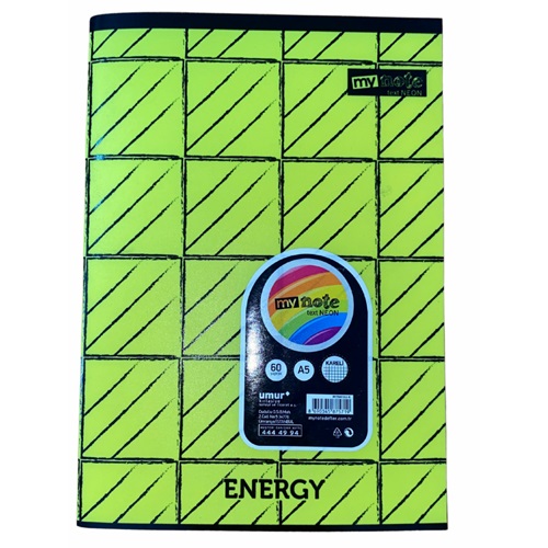 Mynote Text Neon A5 60yp Kareli - Sarı