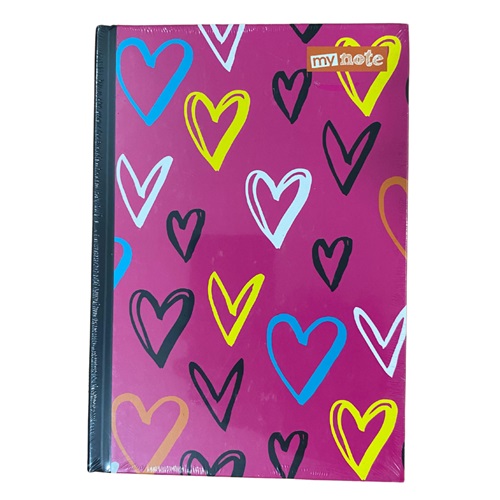 Mynote Neon Sert Kapak Defter 14x20 96yp Çizgili - Pembe - Kalp
