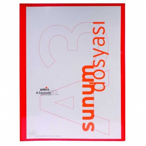 Umix Önden Cepli Sunum Dosyası A3 20 li Kırmızı