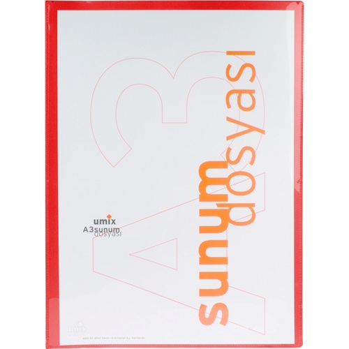 Umix Önden Cepli Sunum Dosyası A3 40 lı Kırmızı