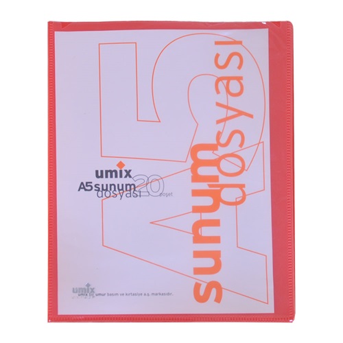 Umix Önden Cepli Sunum Dosyası A5 Kırmızı 20li