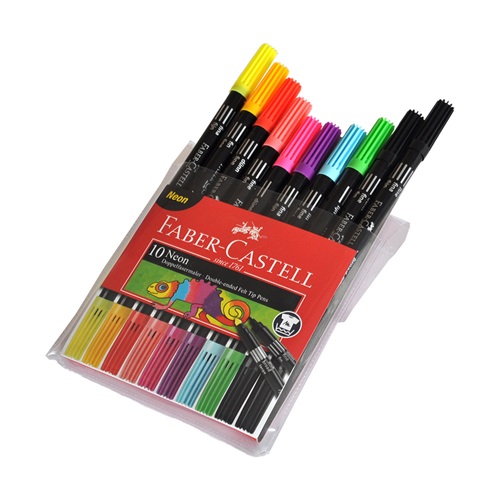 Faber Castell 10 lu Neon Çift Taraflı Keçeli Kalem