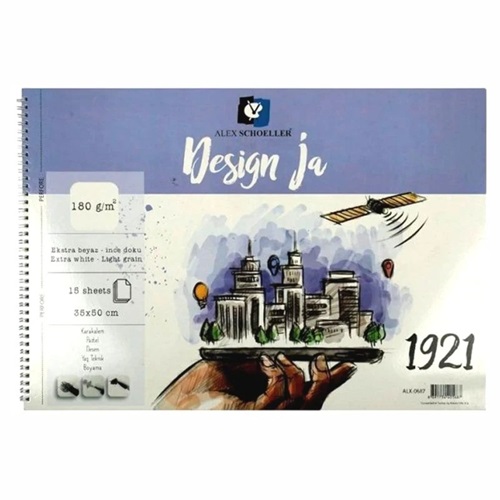 Alex Schoeller 35x50 180 gr DSGN JA Resim Defteri Spiralli 15yp ALX-0687