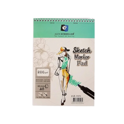 Alex Schoeller A5 200 gr Spiralli Sketch Marker Pad 40lı ALX:0434