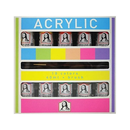Monalisa Akrilik Boya 10 Renk 40 ml - Fırça Hediyeli