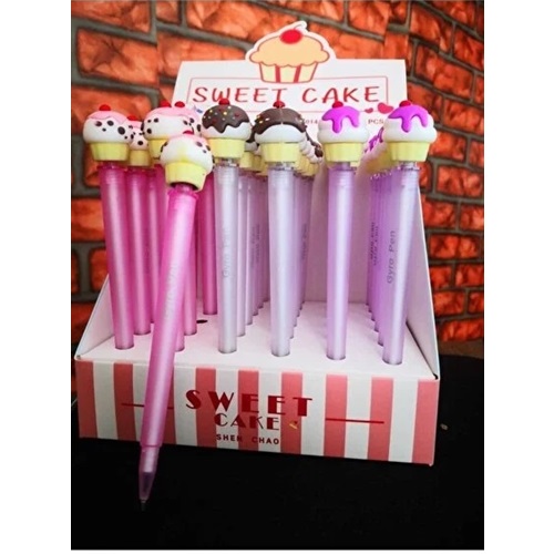 Mikro Cupcake Oynar Başlıklı Jel Tükenmez Kalem 0.5mm