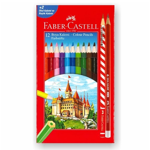 Faber Castell 12 Renk Boya Kalemi +2 Başlık Kalemi