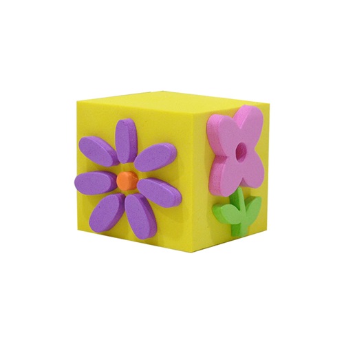 Bubu Küp Eva Baskı - 00025 - Çiçekler -Sarı - Küp