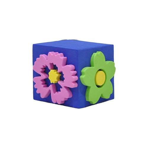 Bubu Küp Eva Baskı - 00025 - Çiçekler - Mavi - Küp
