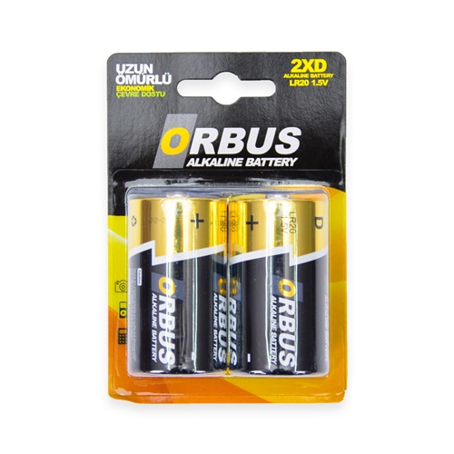 Orbus Alkaline LR20 Büyük Pil 2 li