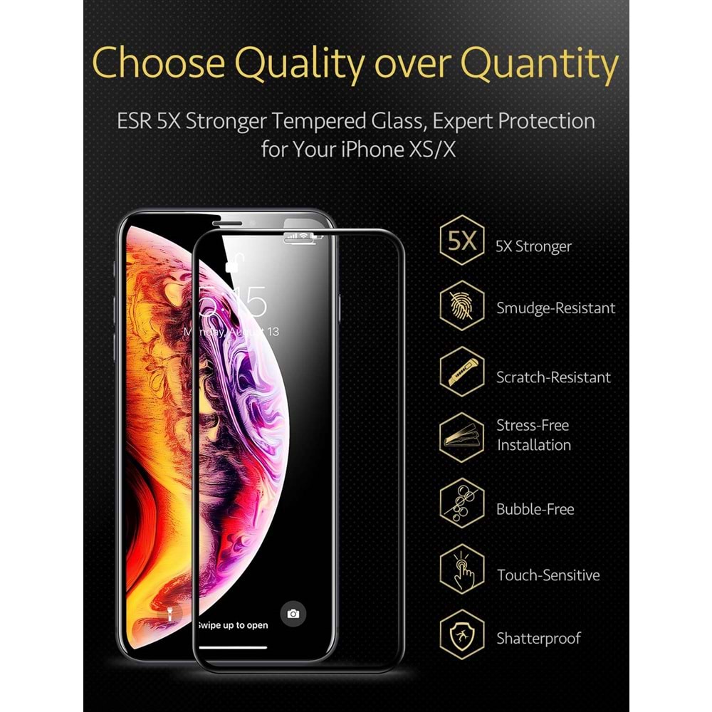 ESR iPhone 11 Pro, XS,X Cam Ekran Koruyucu, Fullcover
