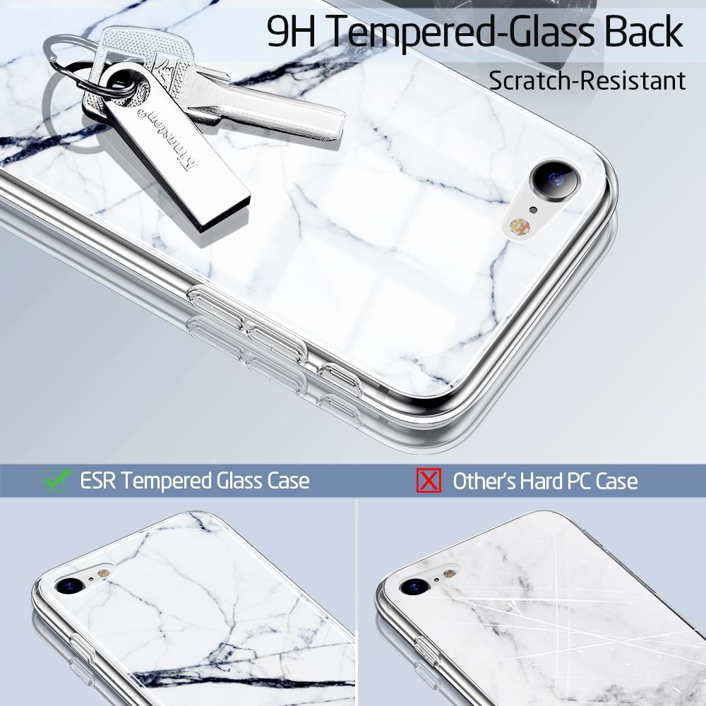 ESR iPhone 7/8/SE2020 Kılıf, Marble Glass,White Sierra