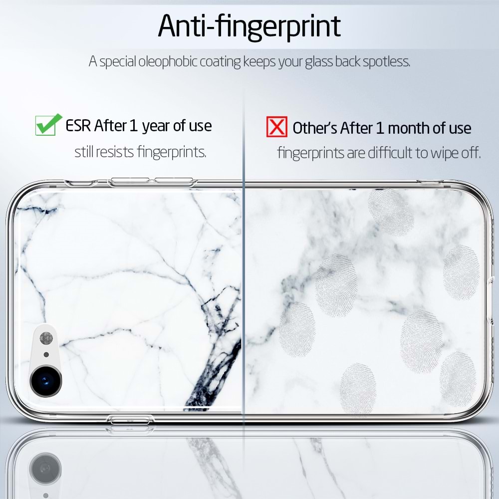 ESR iPhone 7/8/SE2020 Kılıf, Marble Glass,White Sierra