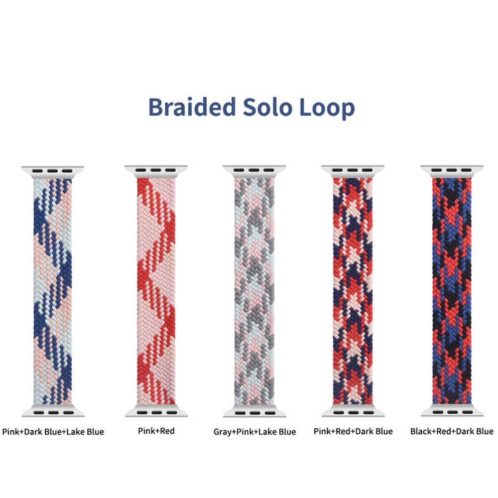 Wiwu Watch Kordon Braided Solo Loop 38-40mm (L :155mm)(Pembe+Kırmızı)