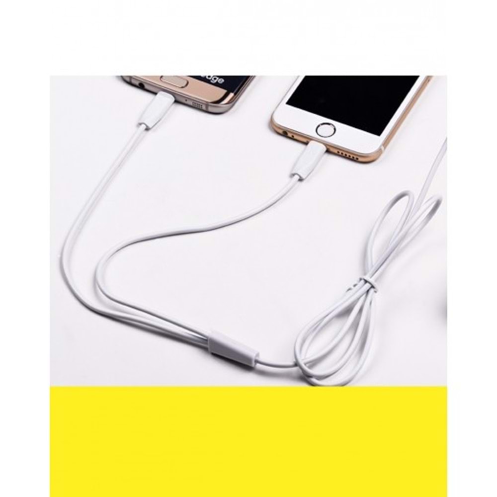 Hoco X1 Micro USB +iPhone (8pin) 2'li Hızlı Şarj ve Data Kablo 1M Beyaz