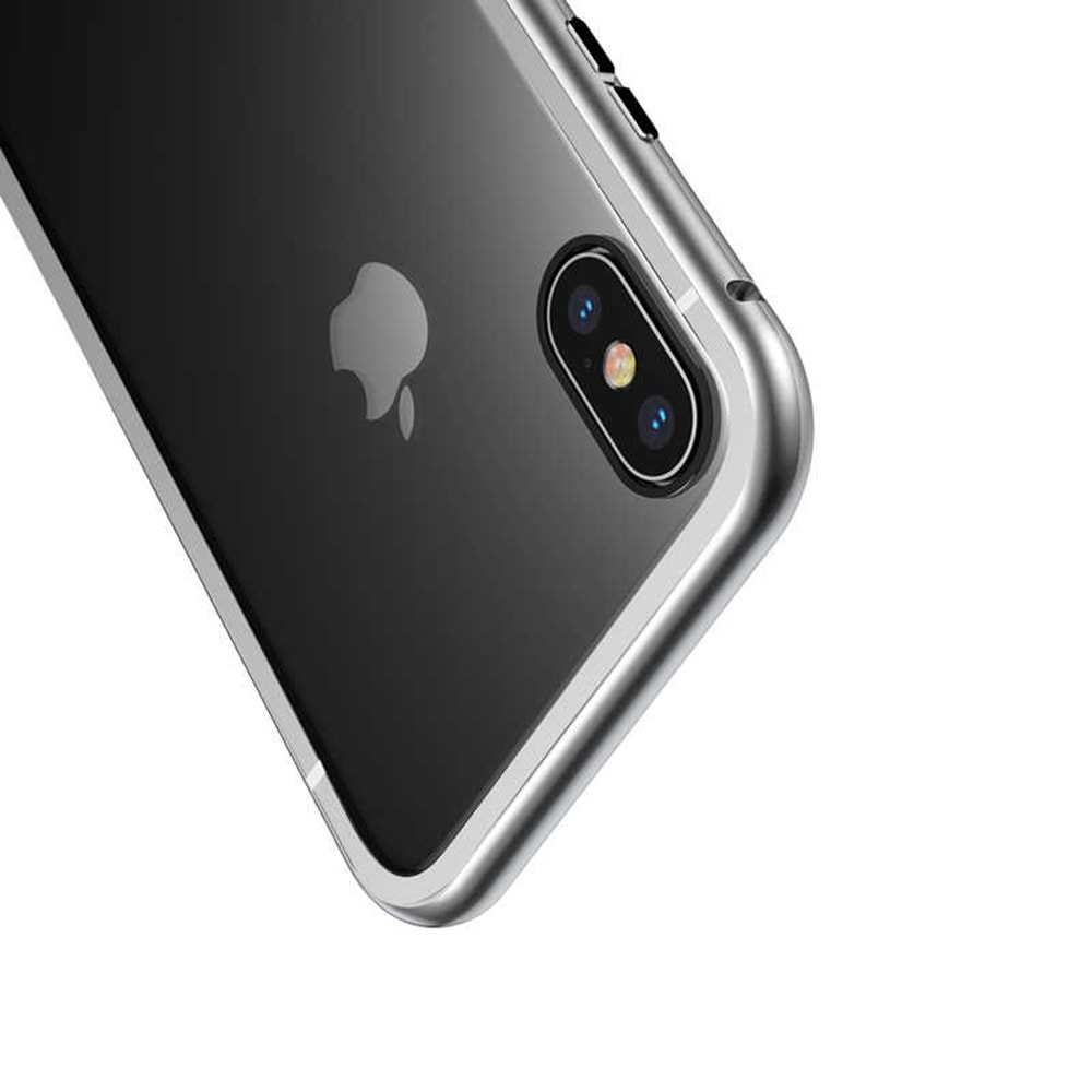 Apple iPhone XS Max 6.5 Manyetik Çİft Taraflı Kılıf Baseus Gümüş