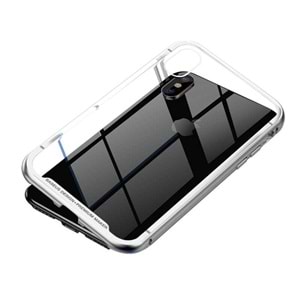 Apple iPhone XS Max 6.5 Manyetik Çİft Taraflı Kılıf Baseus Gümüş
