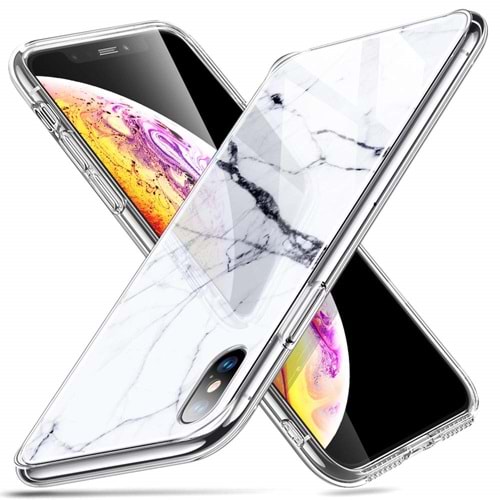 ESR iPhone XS Max Kılıf, Marble Glass,White
