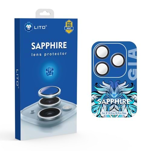 LİTO iPhone 15 Pro/15 Pro Max SAPPHİRE Kamera Lens Koruyucu Blue Titanium