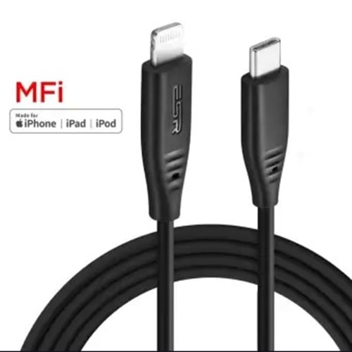 ESR USB-C to Lightning Kablo MFI, Klasik, 1m Black