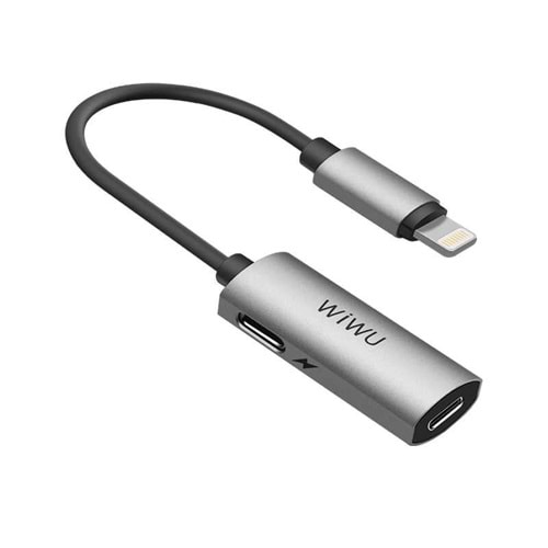 Wiwu LT02 Plus Lightning Audio Adapter Grey