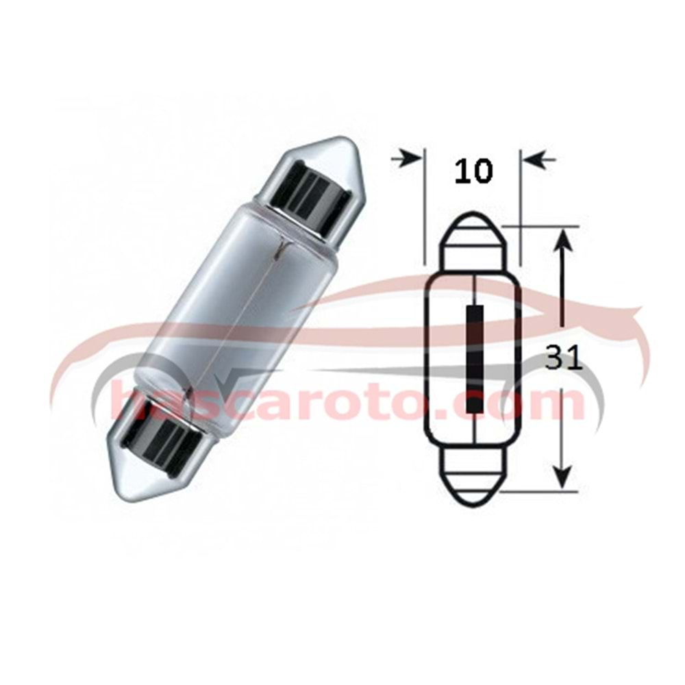 ( 12V ) 10W ( KISA BOY JAPON SOFİT ) ( 10 x 31 )