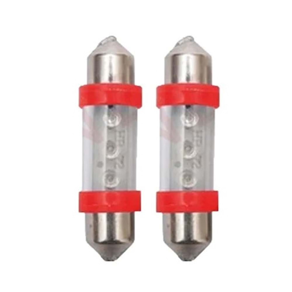 ( 12V ) 5W SOFİT ( 3 LEDLİ ) ( 11 x 39 ) ( KIRMIZI )