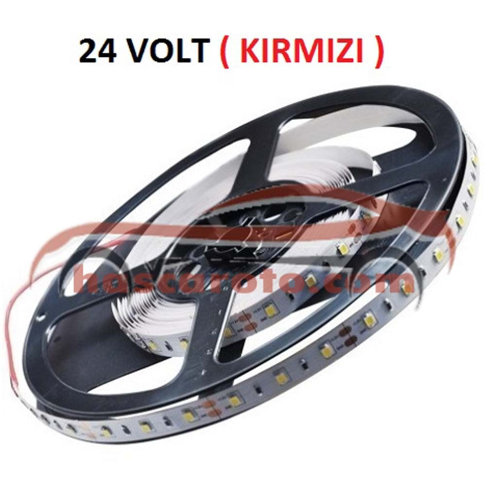 ( 24 Volt ) ( 5 mt.) ( KIRMIZI ) ( SİLİKONLU ) ŞERİT LED