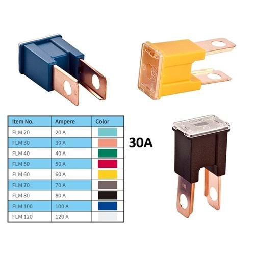 ( ERKEK / DÜZ AYAKLI ) 30 AMP. ( PEMBE ) SİGORTA