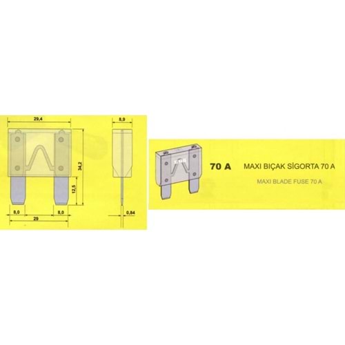 ( MAXİ ) 70 AMPER ( BEJ ) MAXİ BIÇAK SİGORTA