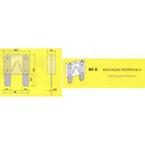 ( MAXİ ) 80 AMPER ( DOĞAL ) MAXİ BIÇAK SİGORTA