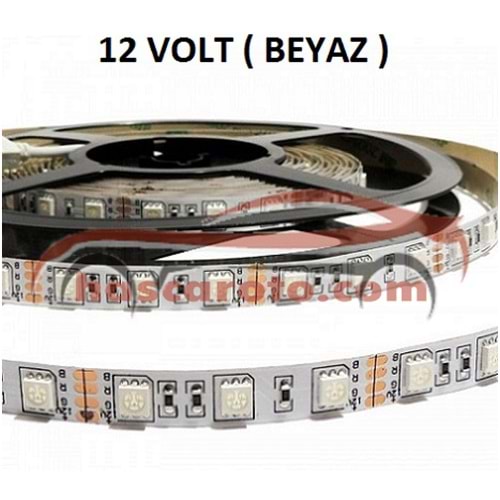 ( 12 Volt ) ( 5 mt.) ( BEYAZ ) ( SİLİKONLU ) ŞERİT LED (3 LED'Lİ)