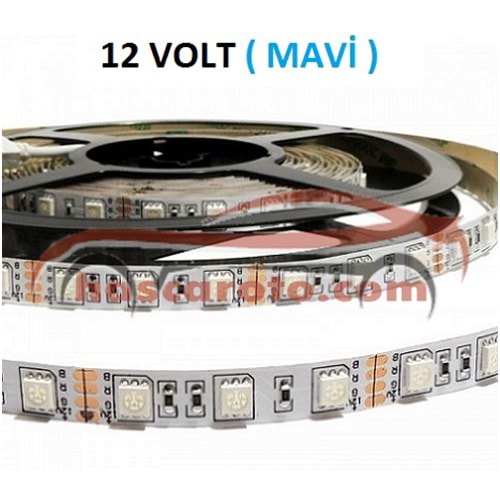 ( 12 Volt ) ( 5 mt.) ( MAVİ ) ( SİLİKONLU ) ŞERİT LED (3 LED'Lİ) (