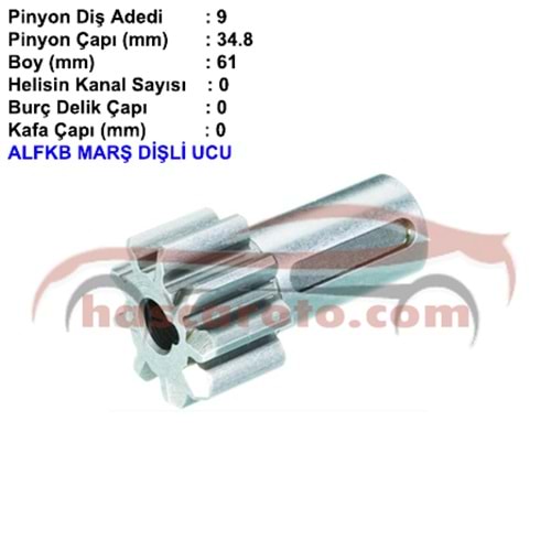 ( 9 DİŞ ) ALFKB MARŞ DİŞLİ UCU