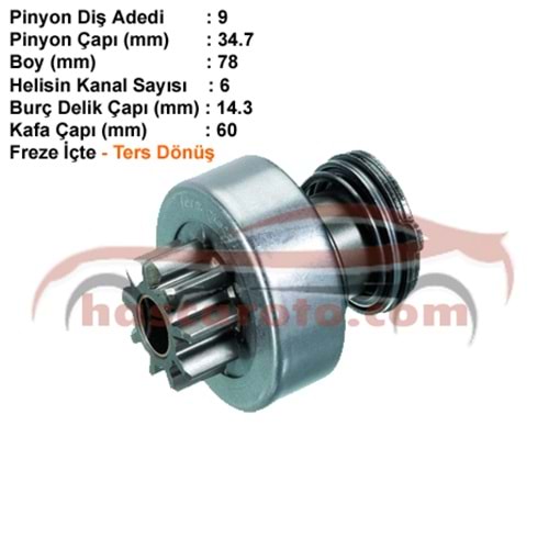 ( 9 DİŞ ) LOMBARDİNİ / BAŞAK ( TERS FREZE )