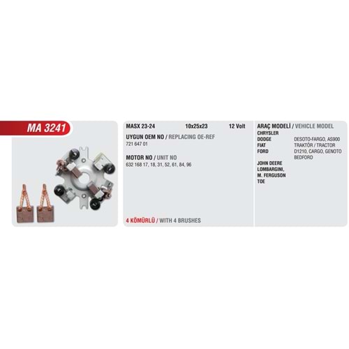 ( 12V ) AS 250 / 900 / FORD 1210 / FIAT TRAKTÖR