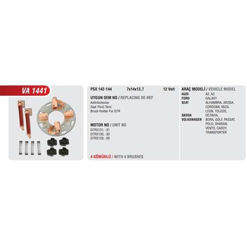 ( 12V ) VW TRANSPORTER, CADDY D7RS ( TERS DÖNÜŞ ) ( PSX 142/144 )